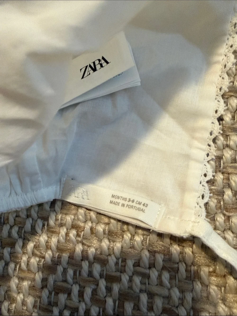 100% cotton Zara baby bonnet 3-6m